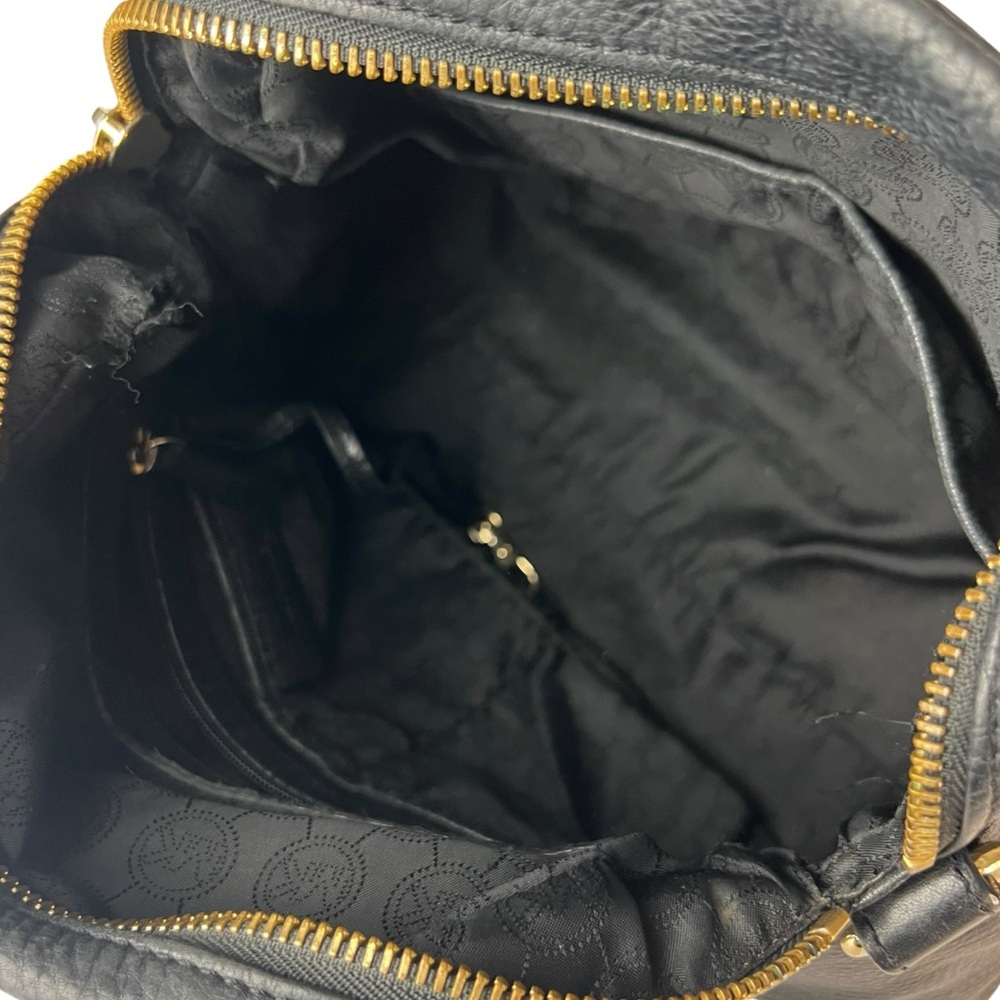 Michael Kors Black Pebbled Leather Satchel Tote Bag Gold Hardware Large Handbag - Picture 10 of 12